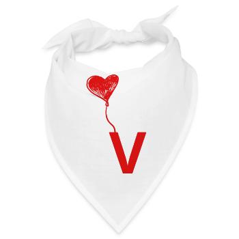 Buchstabe v Herz - Bandana - Weiß - Vorne