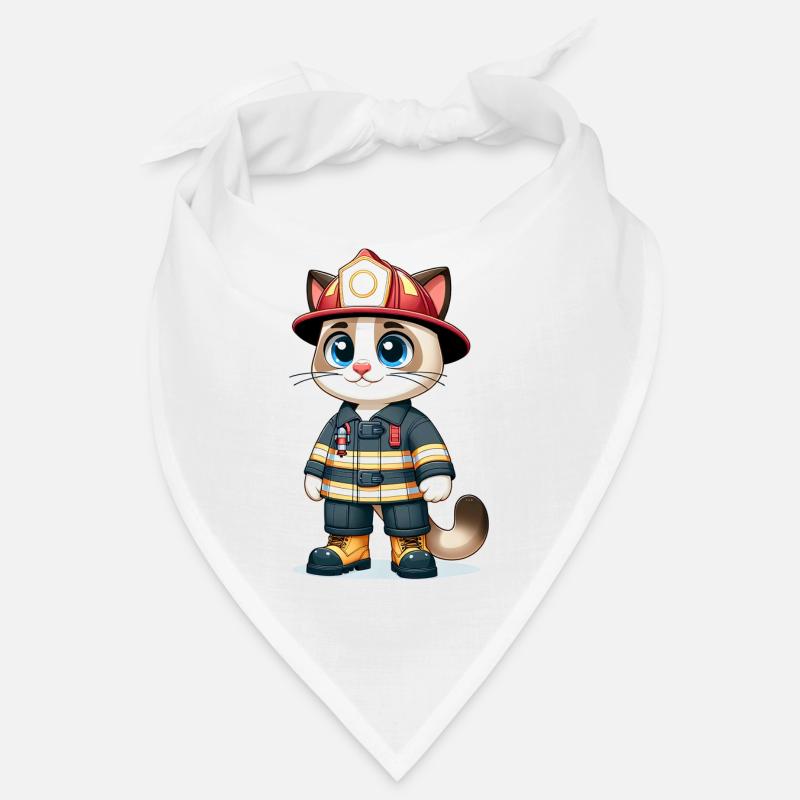 Cute Cat Firefighter Bandana