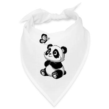 Niedlicher Panda Schmetterling für Kinder - Bandana - Weiß - Vorne