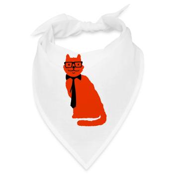 Schlaue Nerd Katze Hornbrille Geek Krawatte Brille - Bandana - Weiß - Vorne