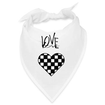 Stilvolles Herz Karo Look - Bandana - Weiß - Vorne