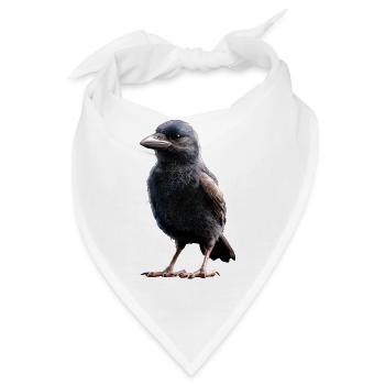 Rabe Krähe Vogel Rabenkrähe Dohle Schwarze Raben - Bandana - Weiß - Vorne