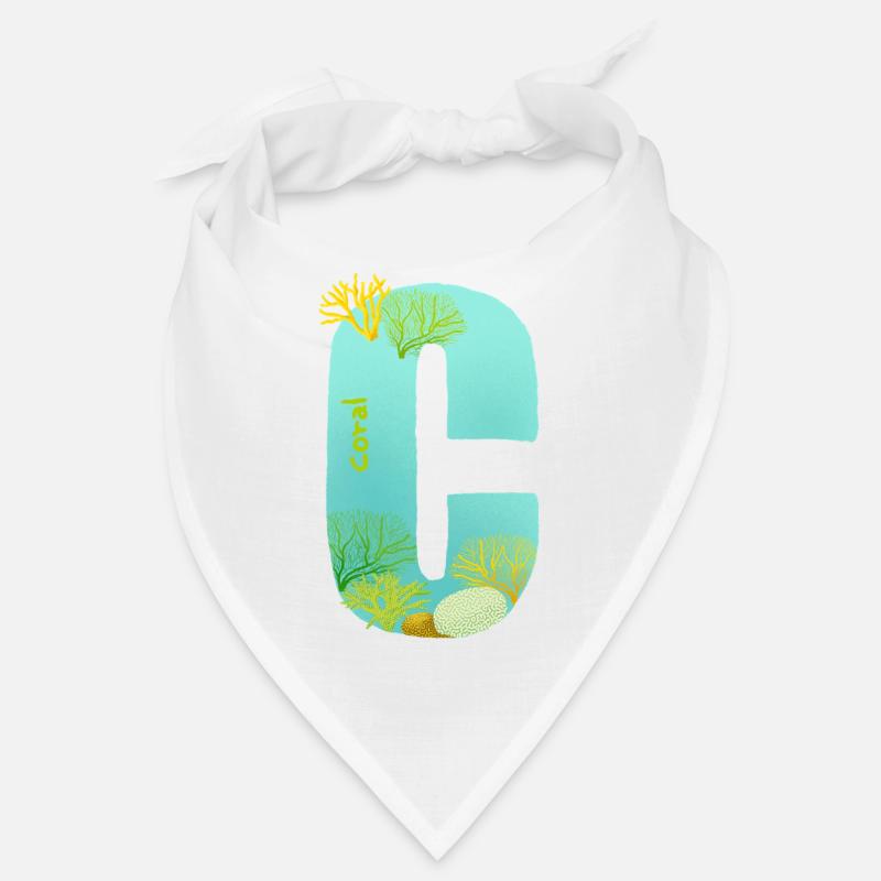 Récif de corail C lettre Design bleu vert Turquoise - Bandana - blanc