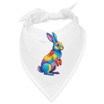 Buntes Kaninchen-Regenbogen-Pop-Art-Aquarell - Bandana - Weiß - Vorne