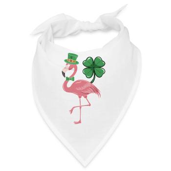 Flamingo im Shamrock-Stil - Bandana - Weiß - Vorne
