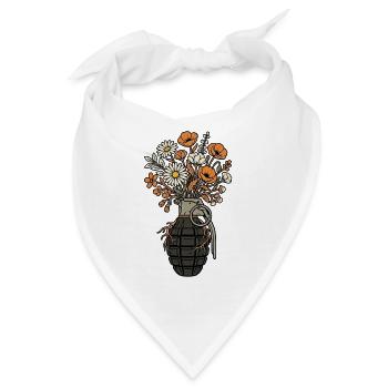Blumen Granate Peace - Bandana - Weiß - Vorne
