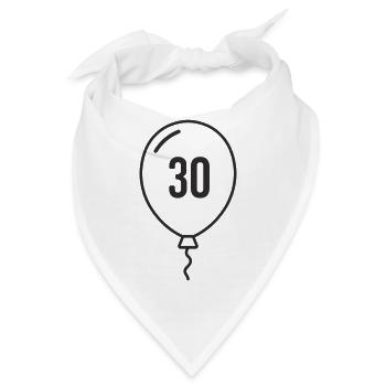Luftballon Zahl 30 – Runder Geburtstag Design - Bandana - Weiß - Vorne
