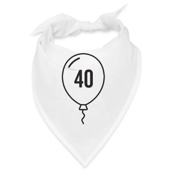Luftballon Zahl 40 – Runder Geburtstag Design - Bandana - Weiß - Vorne