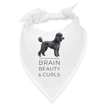 Poodle Low-Poly Art - Brain, beauty & curls - Bandana - Weiß - Vorne