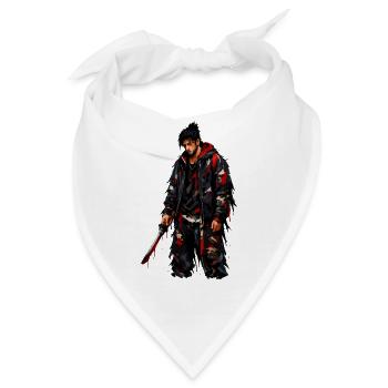Dystopischer Krieger Zerfetzt Mantel - Bandana - Weiß - Vorne