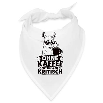 Lama Ohne Kaffee wird’s kritisch Shirt - Bandana - Weiß - Vorne