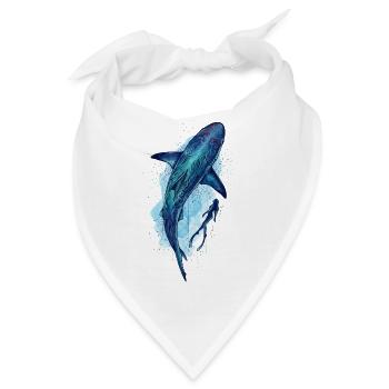 Tigerhai & Taucherin - Bandana - Weiß - Vorne