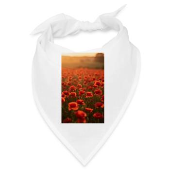 Rote Mohnblumen in der Abendsonne - Bandana - Weiß - Vorne