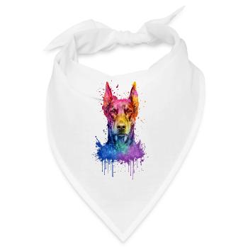Dobermann Pinscher Buntes Aquarell Illustration - Bandana - Weiß - Vorne