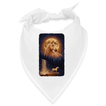 Mystisches Pferd Vollmond und Wasserfall - Bandana - Weiß - Vorne