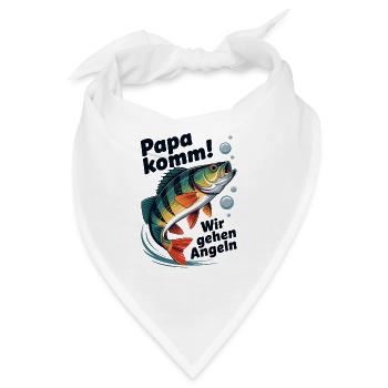 Papa komm wir gehen Angeln springender Barsch - Bandana - Weiß - Vorne