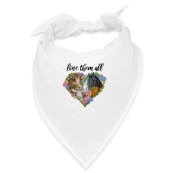 Tiere und Blumenherz - Bandana - Weiß - Vorne