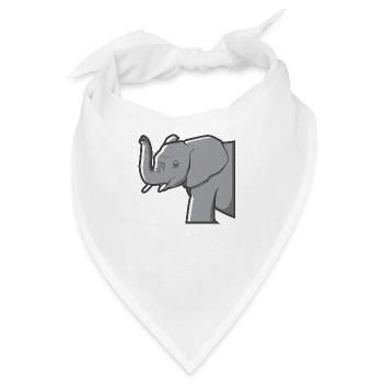 Elefant hebt seinen Rüssel und zeigt die Stoßzähne - Bandana - Weiß - Vorne