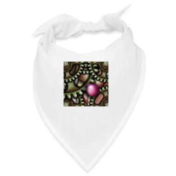 Steampunk Zahnräder mit rosa Kugel - Bandana - Weiß - Vorne