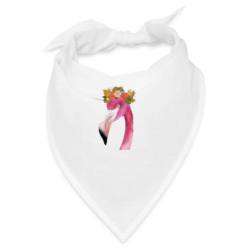 Flamingo mit Kranz - Bandana - Weiß - Vorne