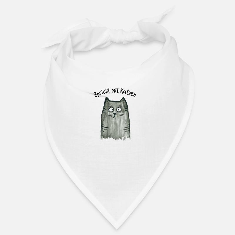Graue Katze - Spricht mit Katzen - Bandana - Weiß