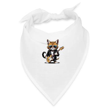 Cat Rocker Katze HardRock Geschenk - Bandana - Weiß - Vorne