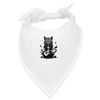 Cat Rocker Katze HardRock Geschenk - Bandana - Weiß - Vorne