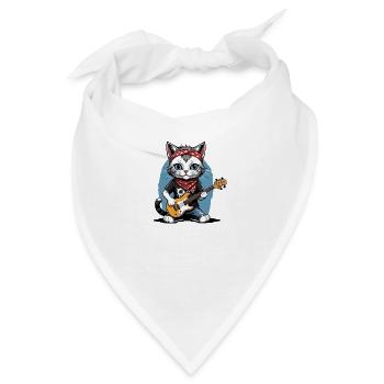 Cat Rocker Katze HardRock Geschenk - Bandana - Weiß - Vorne