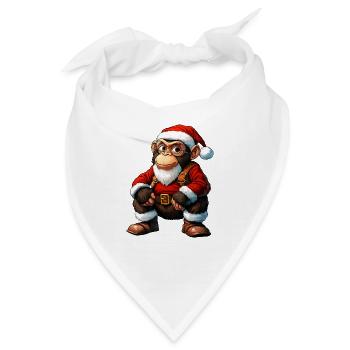 Äffchen Weihnachten / Weihnachtsmann Äffchen - Bandana - Weiß - Vorne