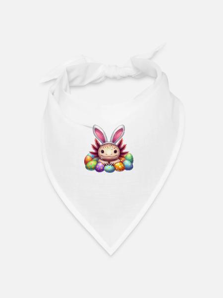 Oster Axolotl - Frohe Ostern - Bandana Dreieckstuch - Weiß