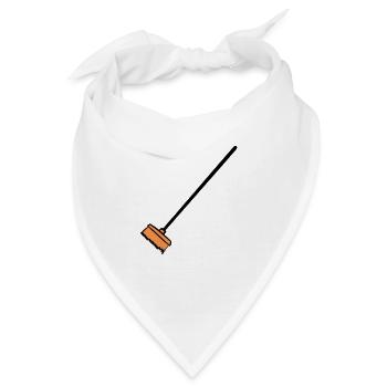 Besen, handgezeichnet. Putzfrau, Müllmann - Bandana - Weiß - Vorne