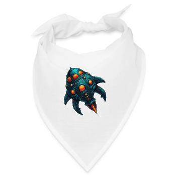 Buntes fantasievolles skurriles Raumschiff - Bandana - Weiß - Vorne