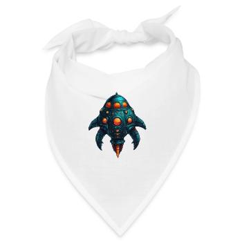 Buntes fantasievolles skurriles Raumschiff - Bandana - Weiß - Vorne