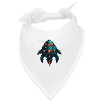 Buntes fantasievolles skurriles Raumschiff - Bandana - Weiß - Vorne