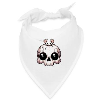 Skull mit Maus auf dem Kopf - Bandana - Weiß - Vorne