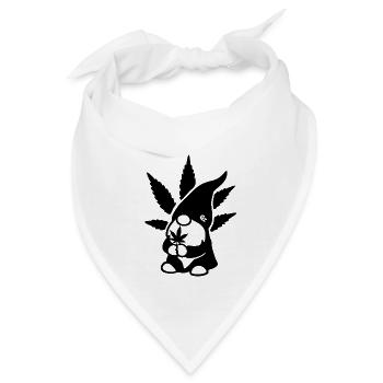 Süßer Hanf Gnom/Zwerg mit Cannabisblatt - Weedlove - Bandana - Weiß - Vorne