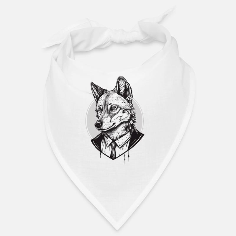 Ernste Skizze eines Wolfes in Hemd und Krawatte Bandana
