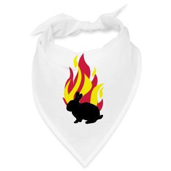 Hase mit Feuer - Bandana - Weiß - Vorne