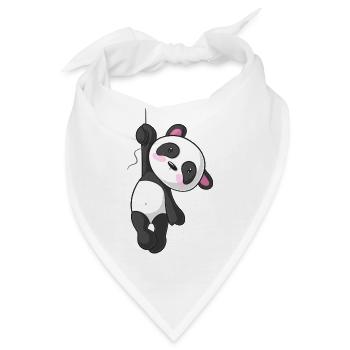 Hängender Comic Panda - Bandana - Weiß - Vorne