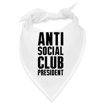 Anti social club president - Bandana - Weiß - Vorne