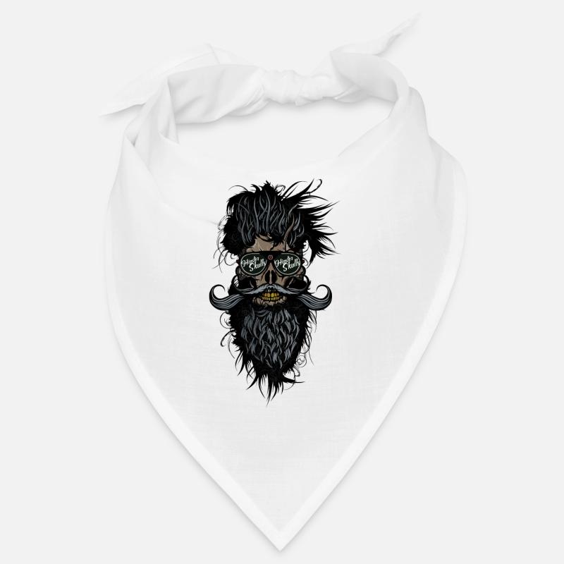 Kopf des Todes Hipster Schädel bärtiger Schnurrbart lunett Bandana