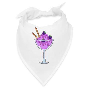 Eis Speiseeis Eiskrem Eiscreme Kugeleis Eisbecher - Bandana - Weiß - Vorne