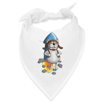 Neuanfang - Rakete - Comic - Bandana - Weiß - Vorne