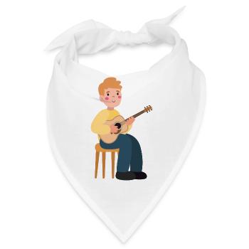 Junge spielt Gitarre - Bandana - Weiß - Vorne