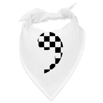 trendige karierte Komma-Geschenkidee Interpunktion - Bandana - Weiß - Vorne
