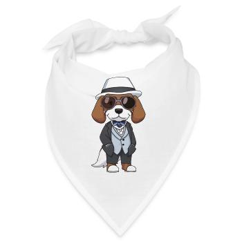 beagle hut brille - Bandana - Weiß - Vorne