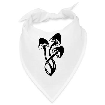 Trio mit schwarzen Pilzen - Bandana - Weiß - Vorne