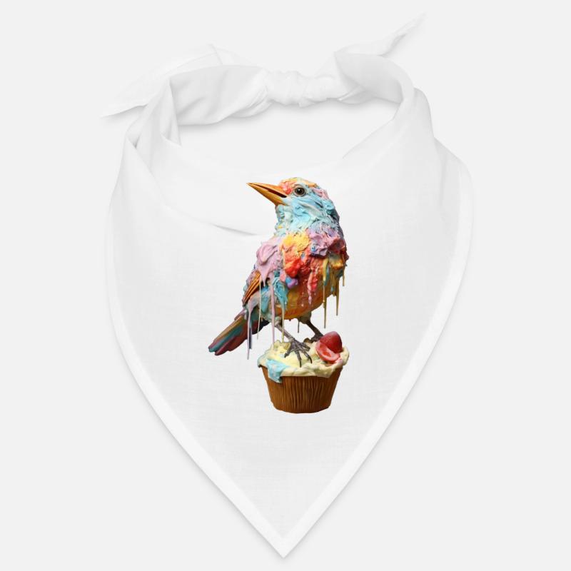 Oiseau crème glacée sur cupcake - Bandana - blanc