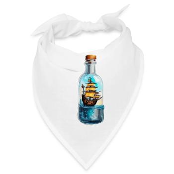 Flaschenschiff / Flaschenpost / Ahoi / Anker - Bandana - Weiß - Vorne