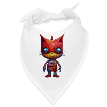 Cat Knight Frenzy: Buntes Armor Edition T-Shirt - Bandana - Weiß - Vorne
